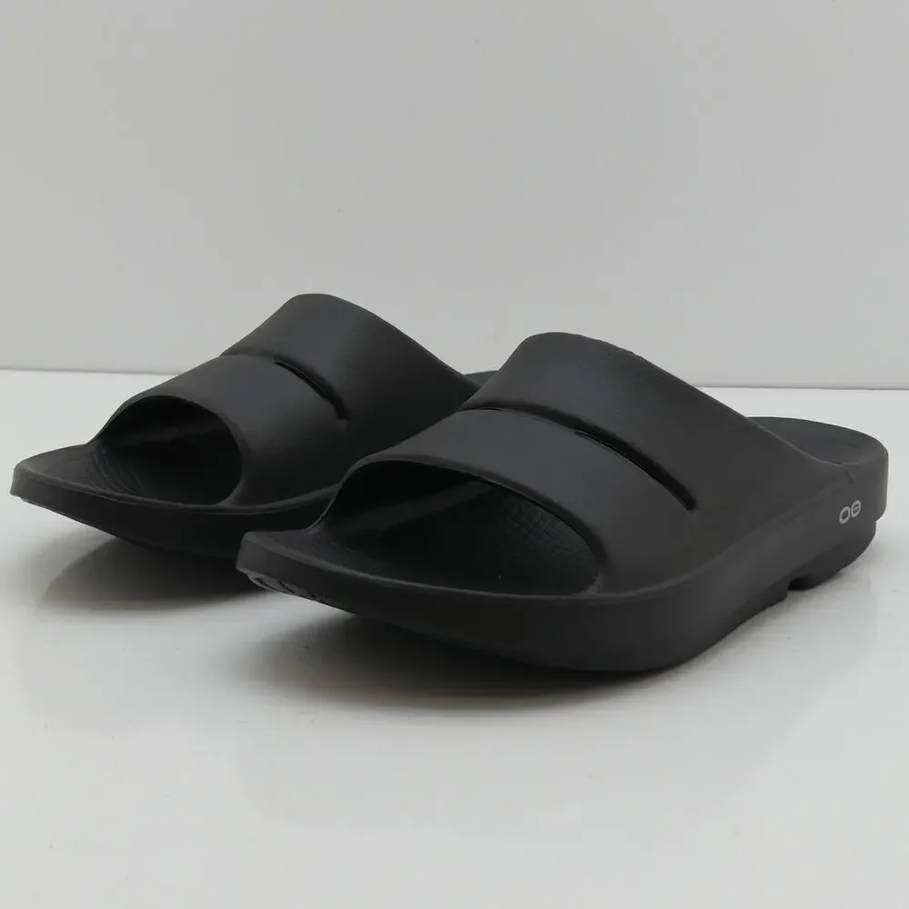 OOFOS OOahh Recovery Sandals Black Men's 12 Women's 14 Slide Slip On Comfort
